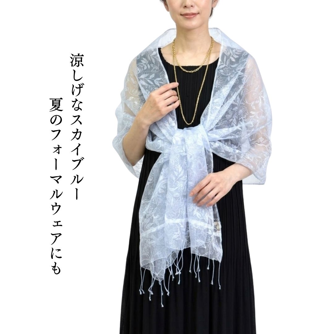 InDream シルク ストール プリント スカイブルー 母の日 ギフト 誕生日 プレゼント 古希 喜寿 傘寿 米寿 お祝い人気 結婚式 ストール パーティー 春ストール 女性 春 夏 秋 冬 おしゃれ
