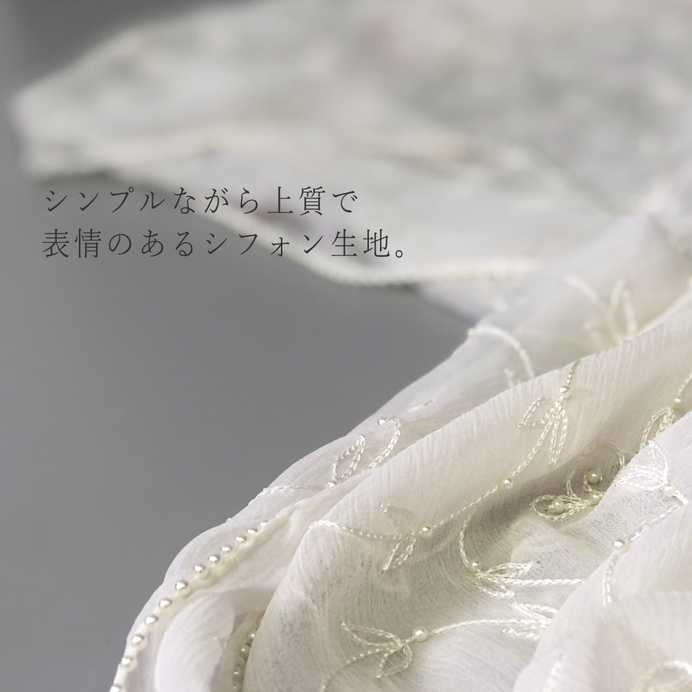 InDream クリスマス プレゼント 誕生日 プレゼントシルク シフォン ストール 薄手 刺繍 ホワイト スカーフ 結婚式 パーティー ギフト 春夏 30代 40代 50代 60代