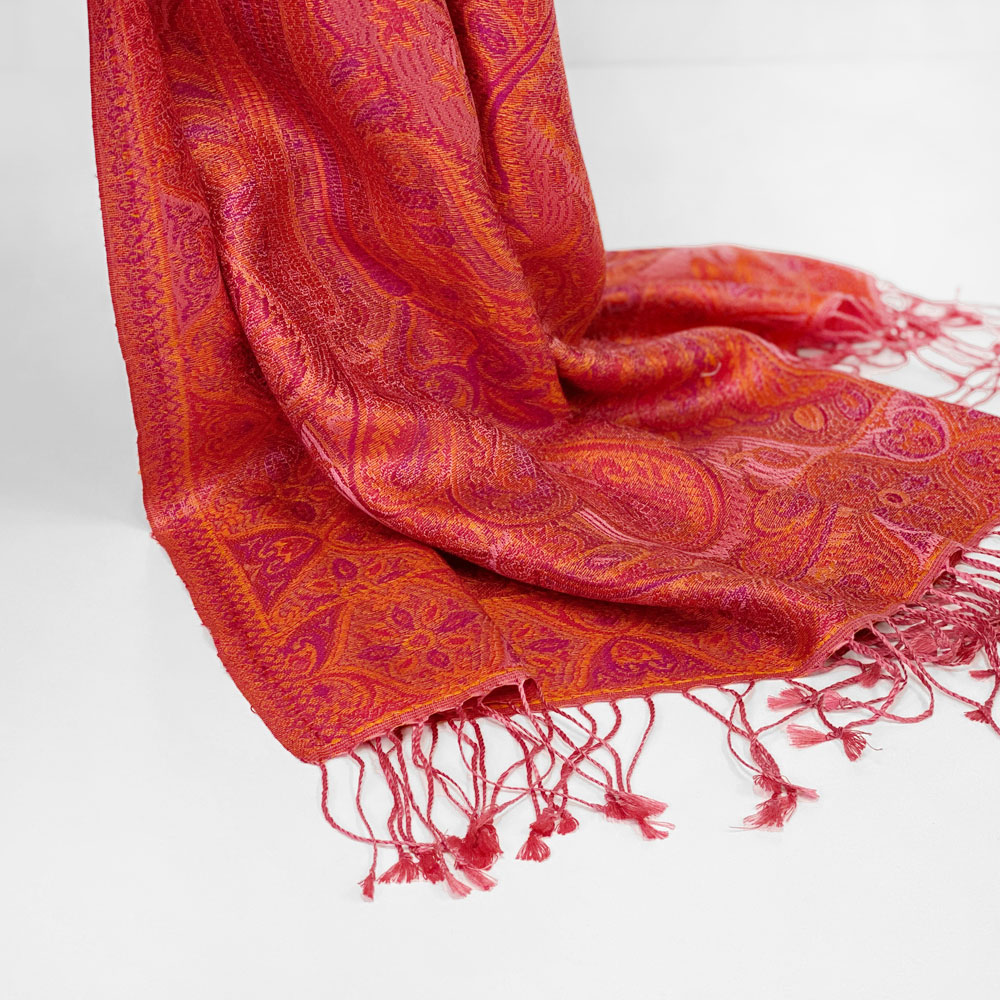 InDream ペイズリー柄 シルク ストール 大判 70cmx200cm ショール ピンク お祝い 着物ショール クリスマス ギフト おしゃれ 誕生日 プレゼント おしゃれ 40代 50代 60代 70代 80代