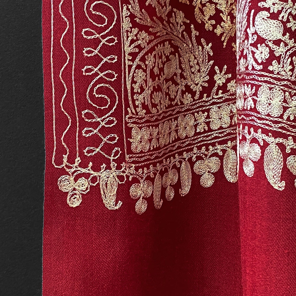 InDream 機械刺繍ストール ウール 赤 レッド 75cm巾 着物ショール 結婚式 パーティー クリスマス ギフト おしゃれ 誕生日 プレゼント 50代 60代 70代 80代