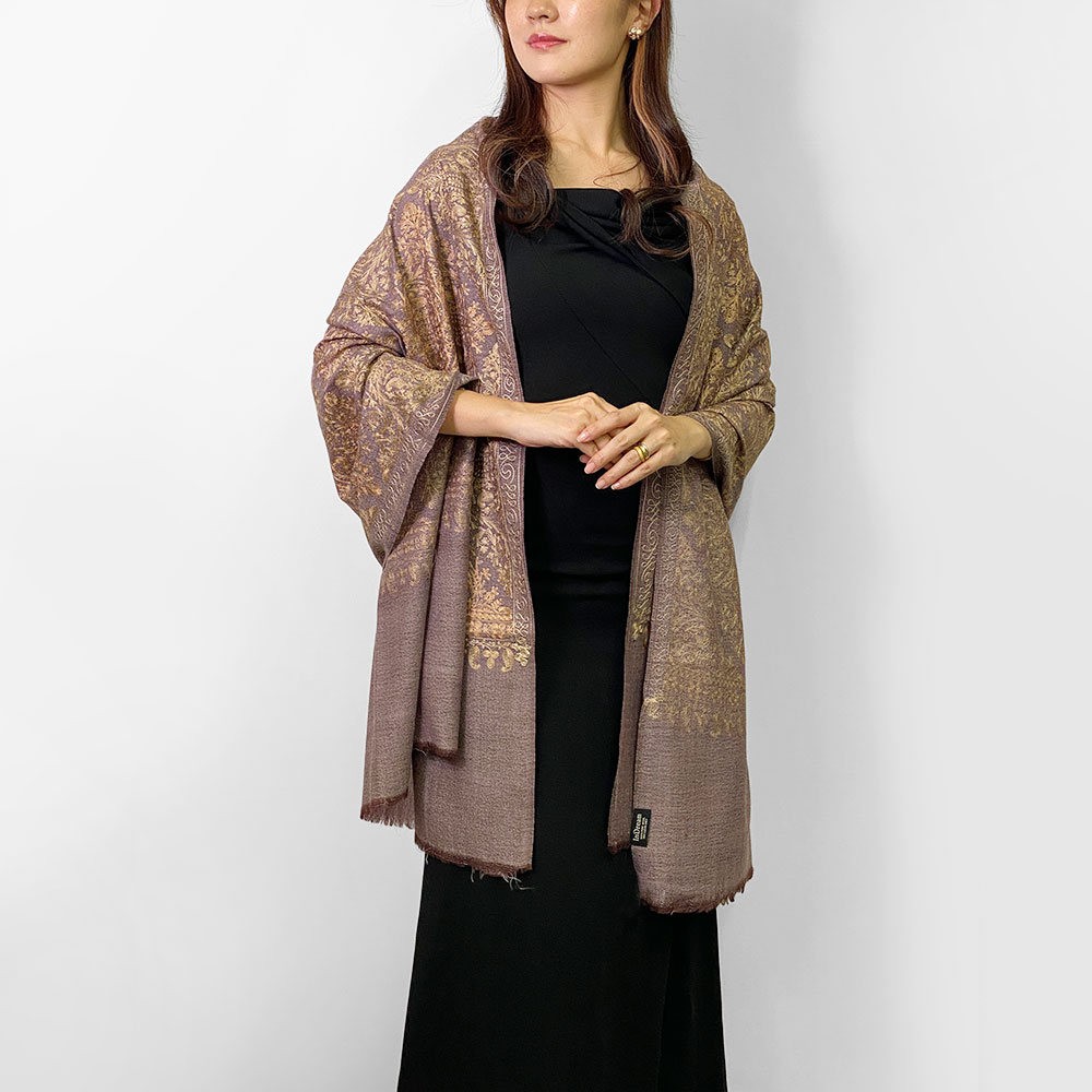 InDream 機械刺繍ストール ウール エンジ 76cm巾 着物ショール 結婚式 パーティー クリスマス ギフト おしゃれ 誕生日 プレゼント 50代 60代 70代 80代