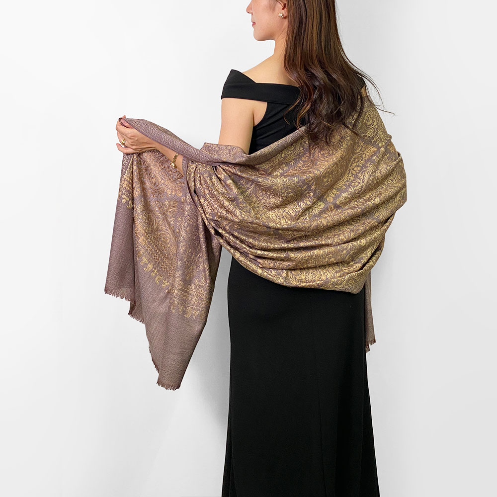 InDream 機械刺繍ストール ウール エンジ 76cm巾 着物ショール 結婚式 パーティー クリスマス ギフト おしゃれ 誕生日 プレゼント 50代 60代 70代 80代