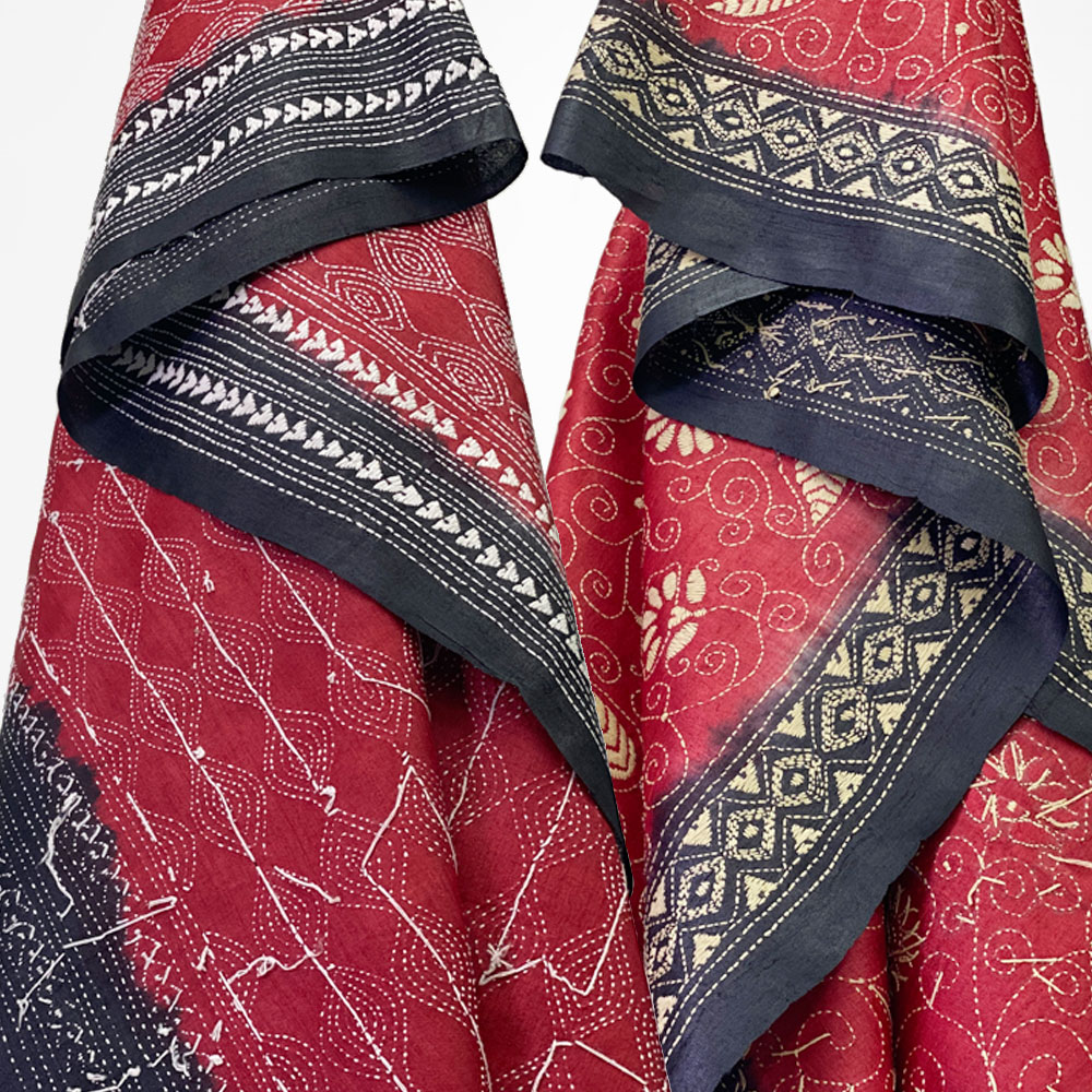 InDream カンタ 刺繍 ストール90×255cm インド 刺し子 インテリア マフラー 母の日 ギフト おしゃれ 誕生日 プレゼント 40代 50代 60代 70代