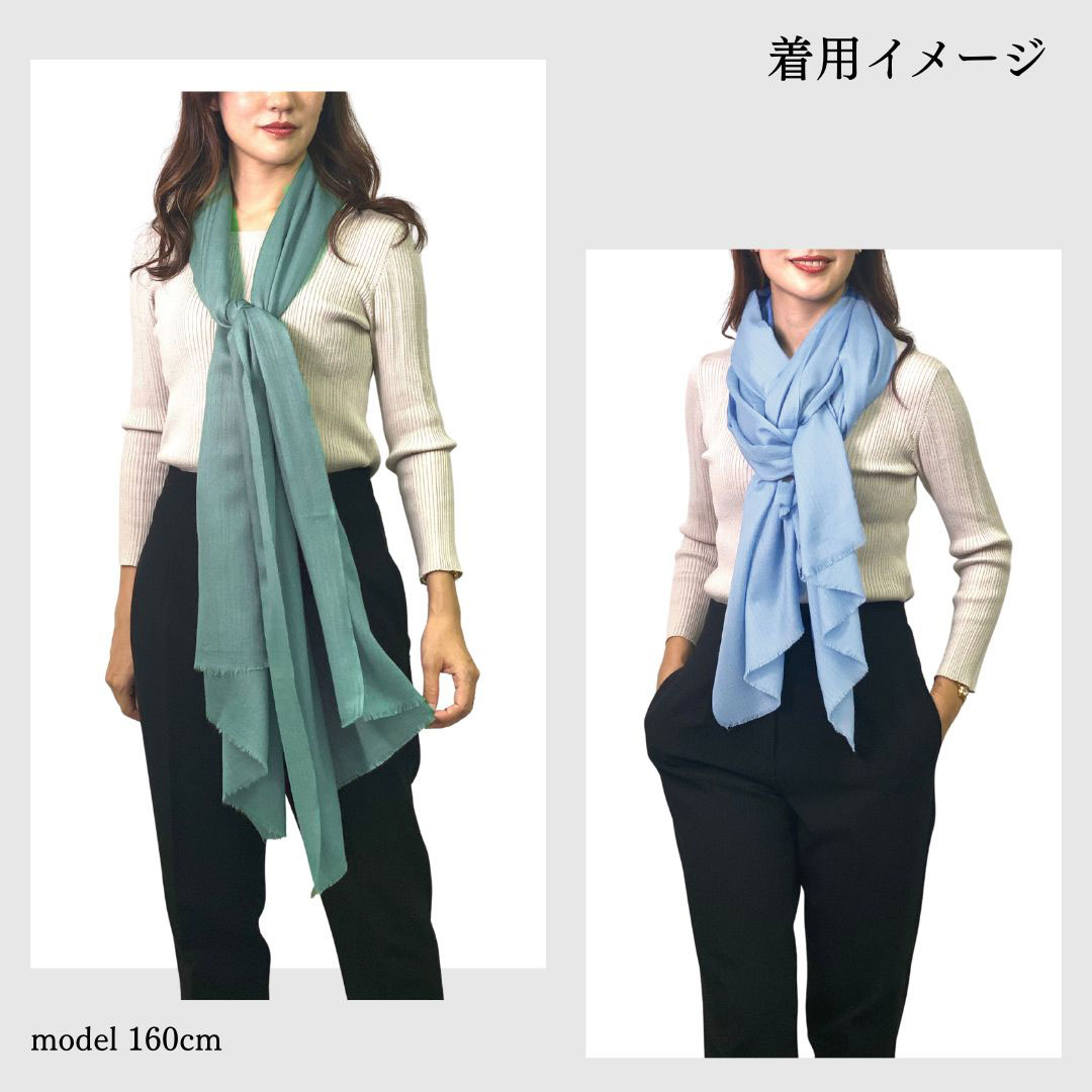 InDream ファインウール シルク ストール 大判 [約70cmx200cm］無地ストール ブルー ネイビー グリーン 秋 冬 春 薄手 還暦 古希 お祝い 誕生日 プレゼント 敬老の日 ギフト ひざ掛け 50代 60代 70代 80代 メンズ マフラー