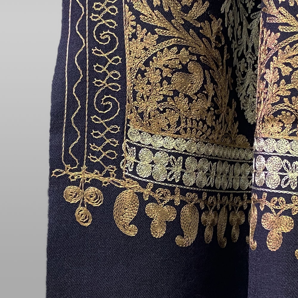 InDream 機械刺繍ストール ウール ネイビー 78cm巾 着物ショール 結婚式 パーティー 母の日 ギフト おしゃれ 誕生日 プレゼント 50代 60代 70代 80代