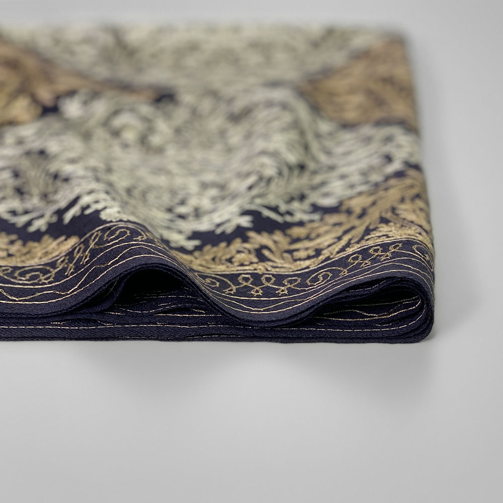 InDream 機械刺繍ストール ウール ネイビー 78cm巾 着物ショール 結婚式 パーティー 母の日 ギフト おしゃれ 誕生日 プレゼント 50代 60代 70代 80代