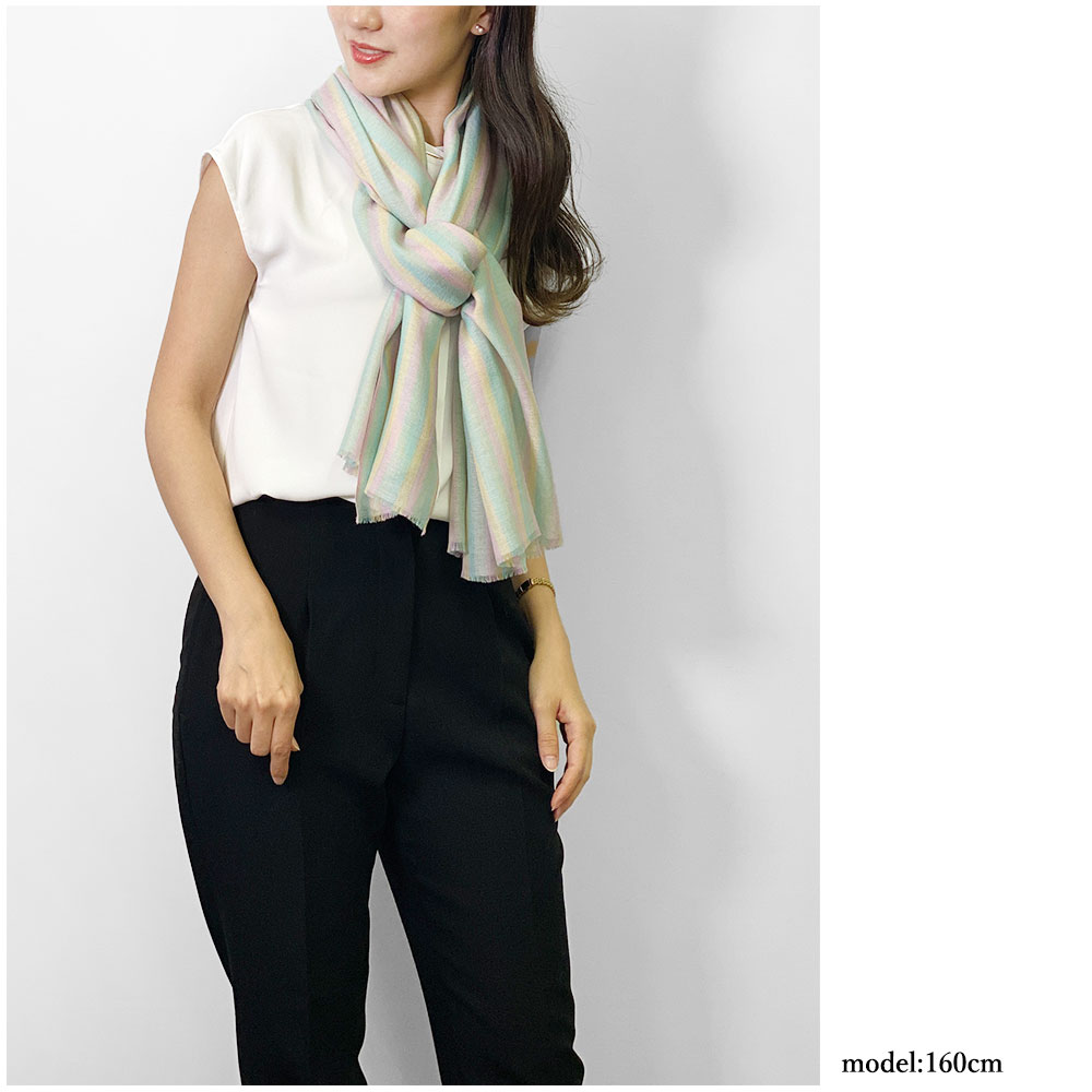 InDream ストール シルクウール ストライプ カジュアル ピンク クリスマス ギフト おしゃれ 誕生日 プレゼント 50代 60代 70代 80代