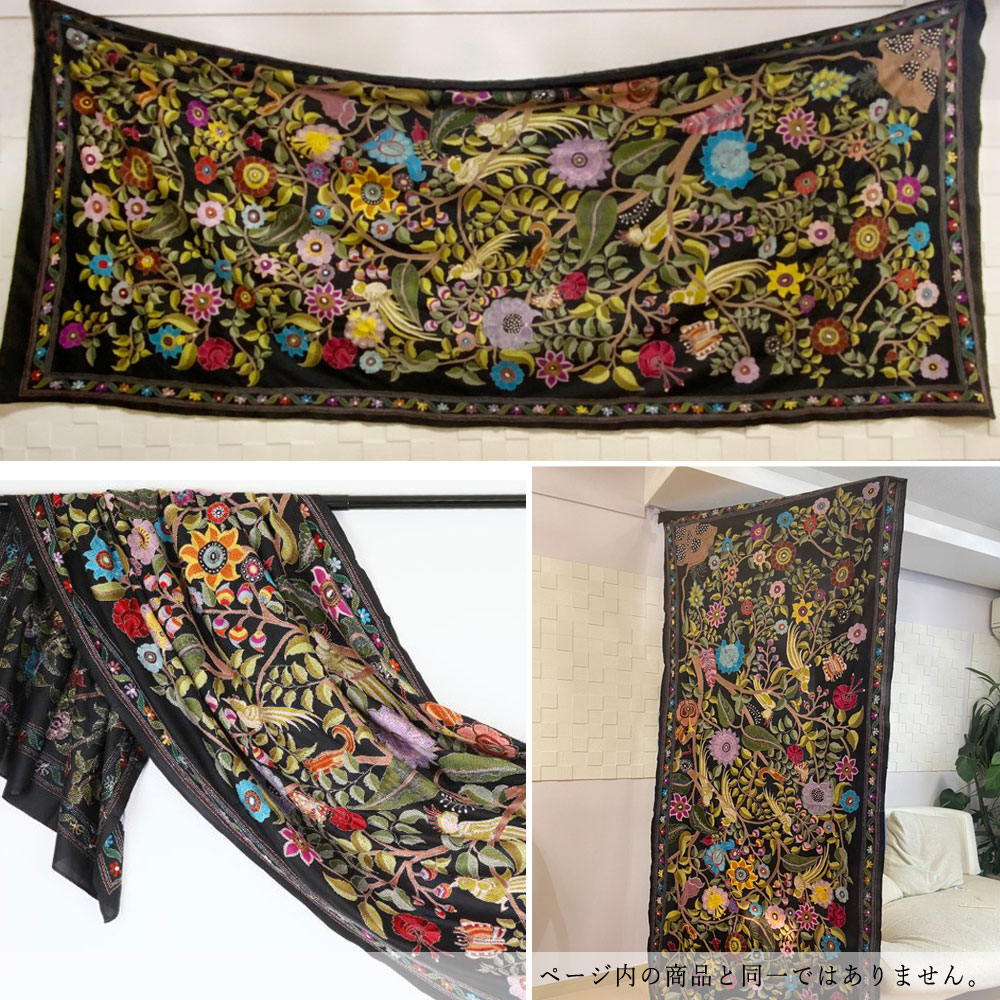 InDream カンタ 刺繍 ストール 約110×255cm スカーフ シルク インド 刺し子 インテリア テーブルクロス クリスマス ギフト おしゃれ 誕生日 プレゼント 40代 50代 60代 70代