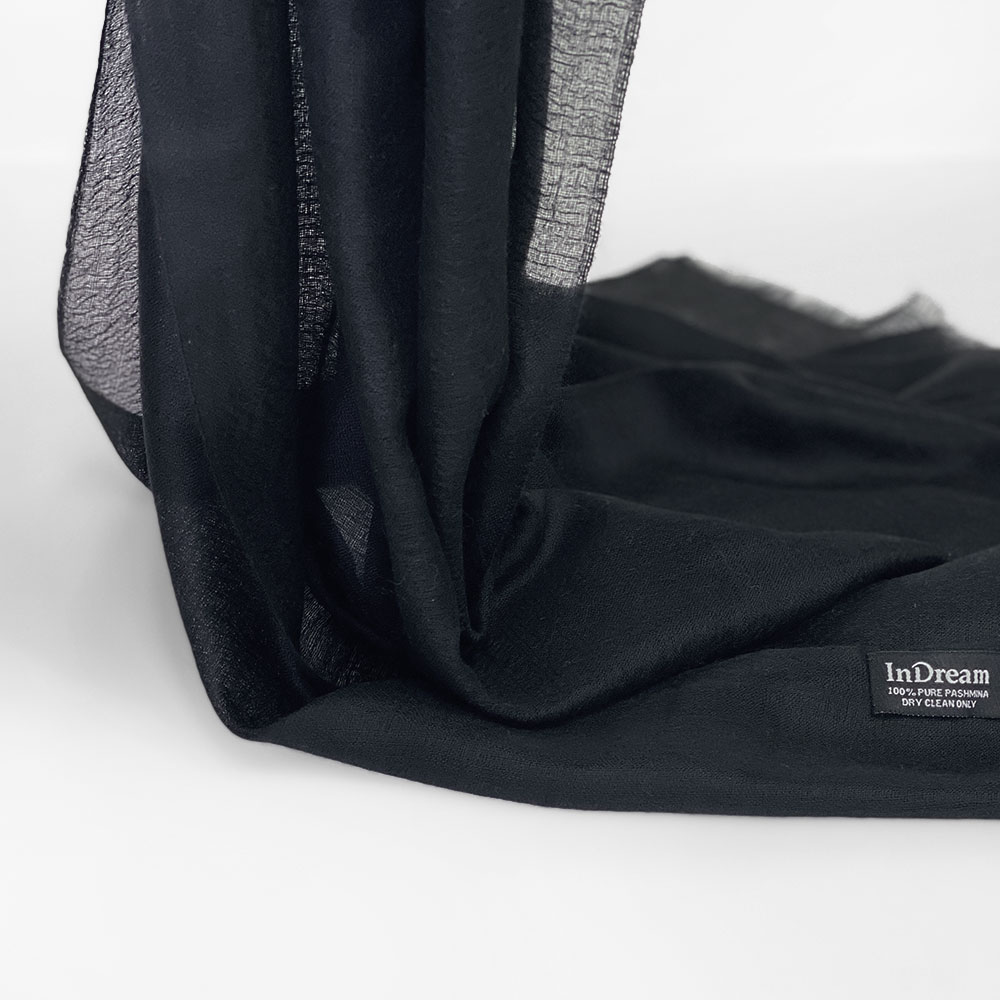InDream パシュミナ エアリー ストール マフラー カシミヤ100% 大判 手織り 黒 ブラック 母の日 ギフト おしゃれ 誕生日 プレゼント 40代 50代 60代 70代 80代