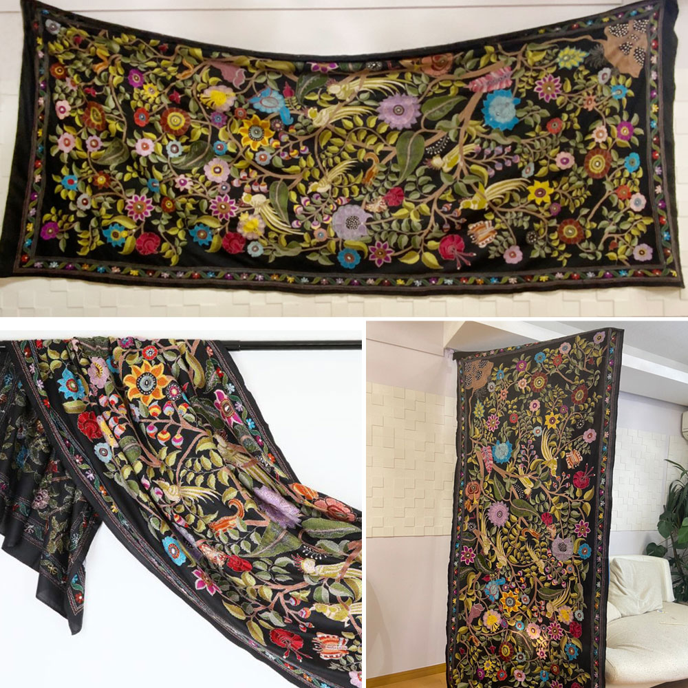 InDream カンタ 刺繍 ストール 約110×250cm スカーフ シルク インド