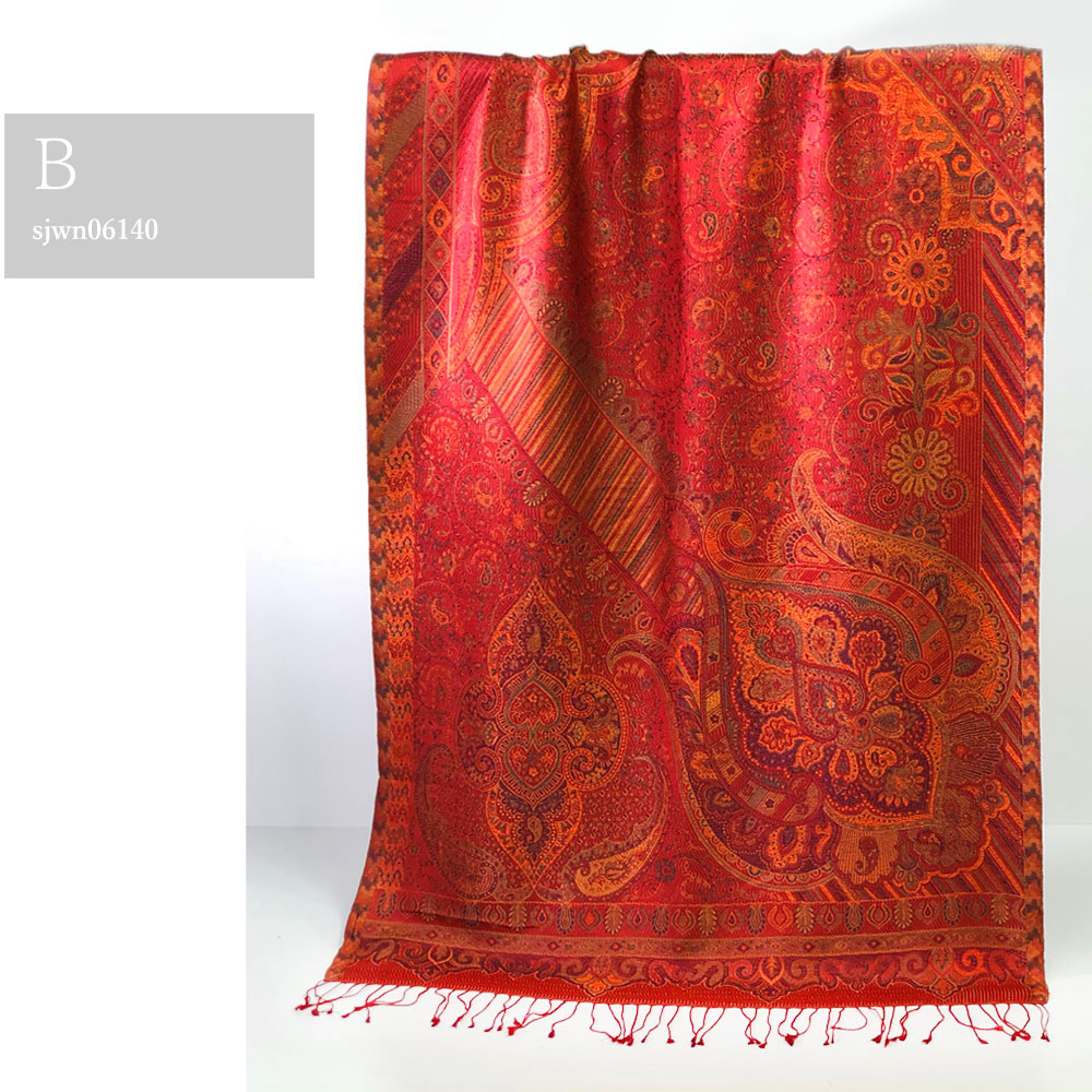InDream ペイズリー柄 シルク ストール 大判 70cmx200cm ショール 赤 還暦 お祝い マフラ― クリスマス ギフト おしゃれ 誕生日 プレゼント おしゃれ 50代 60代 70代 80代