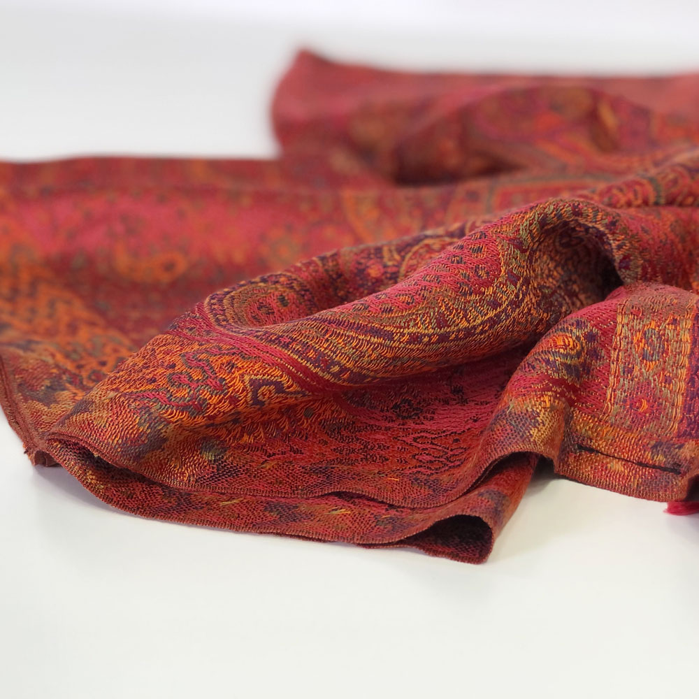 InDream ペイズリー柄 シルク ストール 大判 70cmx200cm ショール 赤 還暦 お祝い マフラ― クリスマス ギフト おしゃれ 誕生日 プレゼント おしゃれ 50代 60代 70代 80代