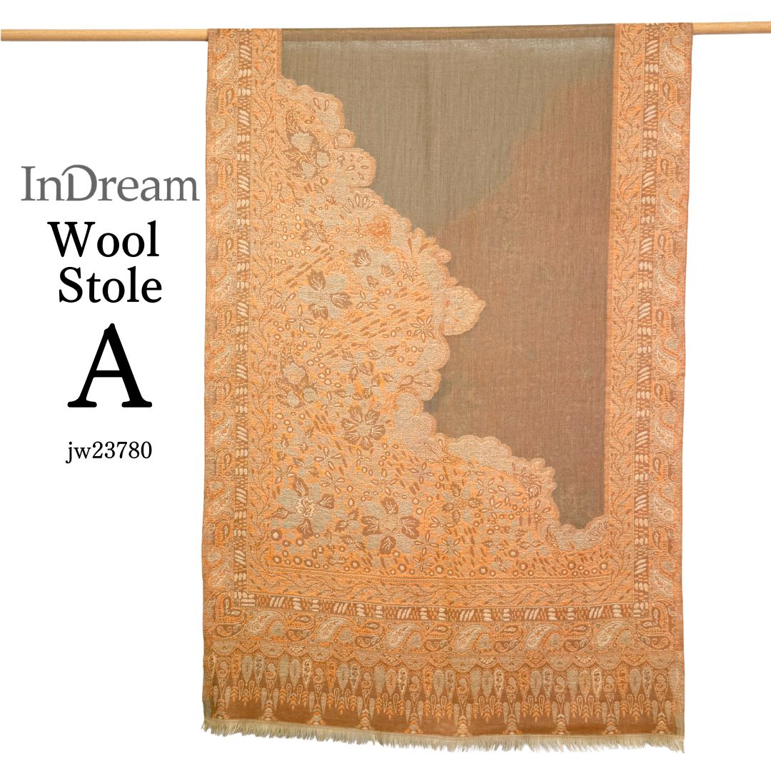 InDream ペイズリー柄 ウール ストール 大判［70cmx205cm］茶系 誕生日 プレゼント 敬老の日 紫外線対策 ギフト 50代 60代 70代 80代 おしゃれ 秋 冬 ひざ掛け レディース メンズ マフラー 女性