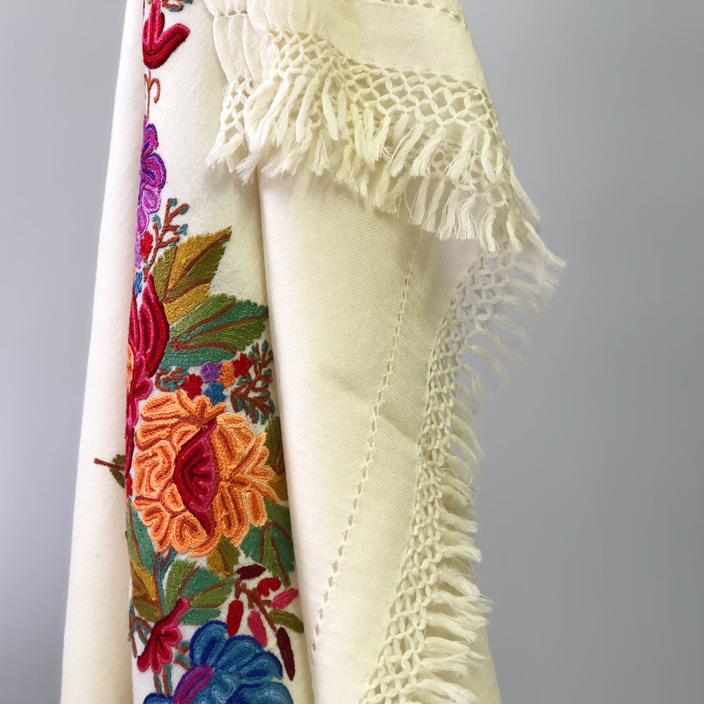 InDream アーリ刺繍ストール 白 ホワイト 大判 母の日 ギフト おしゃれ