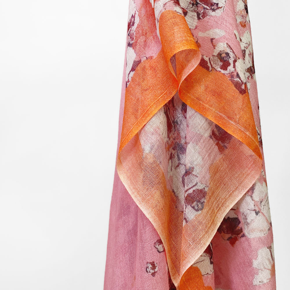 PASHMA パシュマ ストール シ ルクカシミヤ マフラー ピンク フラワー クリスマス ギフト おしゃれ 誕生日 プレゼント 50代 60代 70代 80代