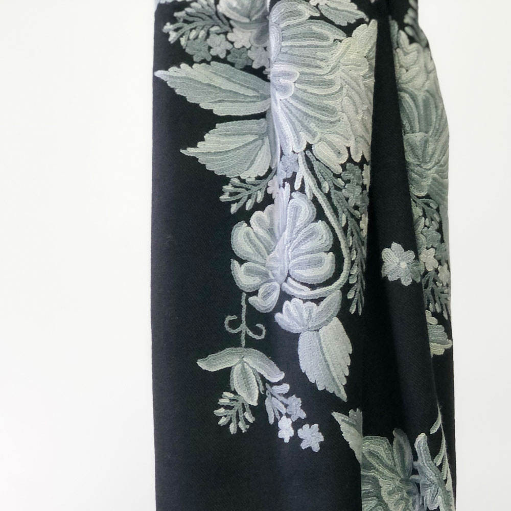 InDream アーリ刺繍ストール 黒 グレー 大判 クリスマス ギフト おしゃれ 誕生日 プレゼント 着物ショール レディース 50代 60代 70代 80代