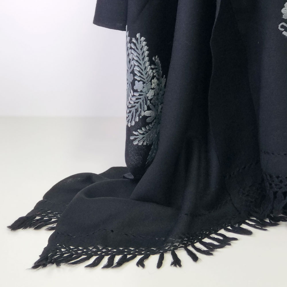 InDream アーリ刺繍ストール 黒 グレー 大判 クリスマス ギフト おしゃれ 誕生日 プレゼント 着物ショール レディース 50代 60代 70代 80代