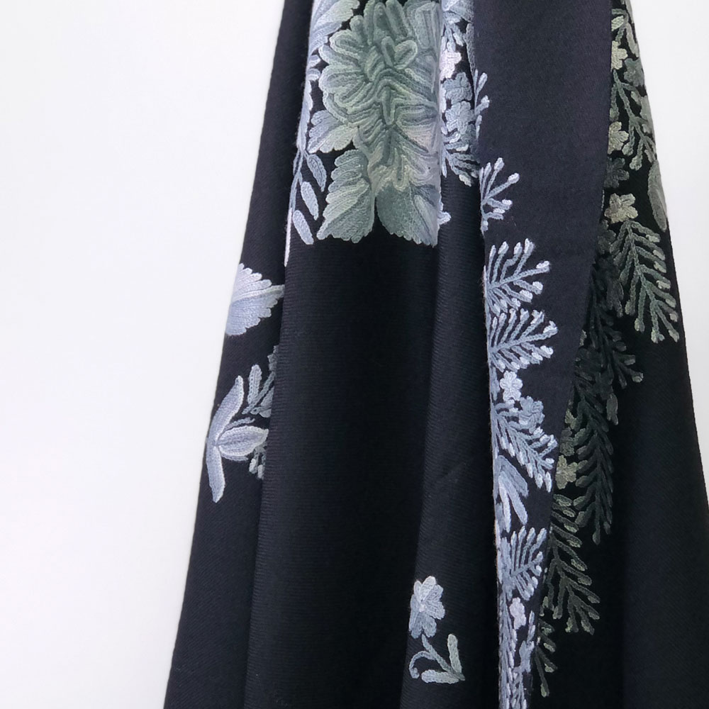 InDream アーリ刺繍ストール 黒 グレー 大判 クリスマス ギフト おしゃれ 誕生日 プレゼント 着物ショール レディース 50代 60代 70代 80代