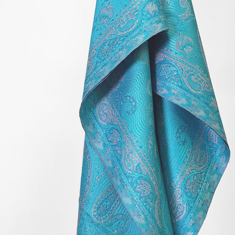 InDream ペイズリー柄 シルク ストール 大判 70cmx200cm ショール ブルー 水色 マフラ― クリスマス ギフト おしゃれ 誕生日 プレゼント おしゃれ 40代 50代 60代 70代 80代
