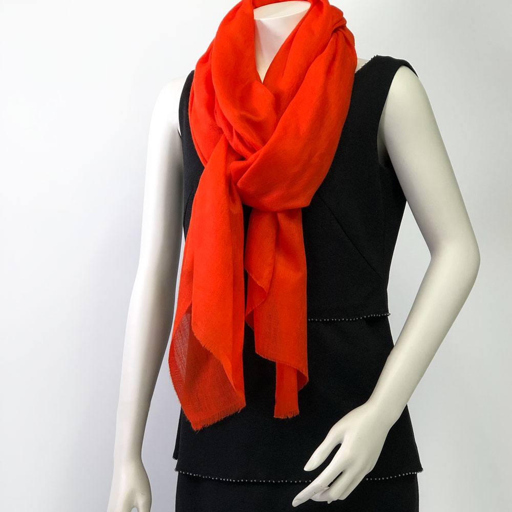 InDream ストール パシュミナ マフラー ペイズリー柄 オレンジ カシミヤ100% 春 秋 冬 クリスマス ギフト おしゃれ 誕生日 プレゼント