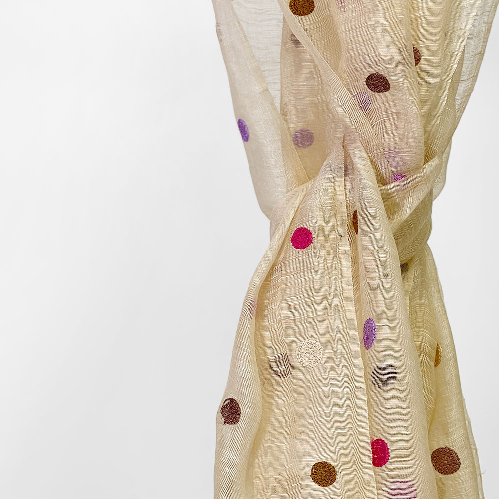 [訳ありSALE] InDream ストール シルクリネン 麻  パーティー カジュアル ドット ベージュ クリスマス ギフト おしゃれ 誕生日 プレゼント 春夏