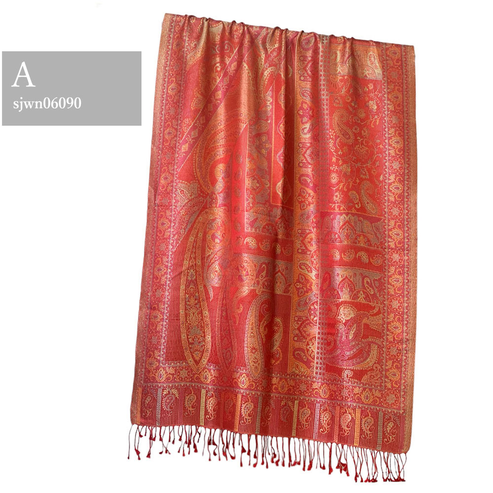 InDream ペイズリー柄 シルク ストール 大判 70cmx200cm スカーフ 大判 赤 還暦 お祝い マフラ― クリスマス ギフト おしゃれ 誕生日 プレゼント おしゃれ 50代 60代 70代 80代