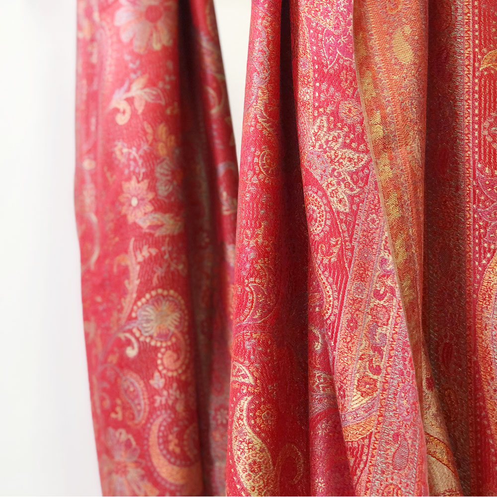 InDream ペイズリー柄 シルク ストール 大判 70cmx200cm スカーフ 大判 赤 還暦 お祝い マフラ― クリスマス ギフト おしゃれ 誕生日 プレゼント おしゃれ 50代 60代 70代 80代