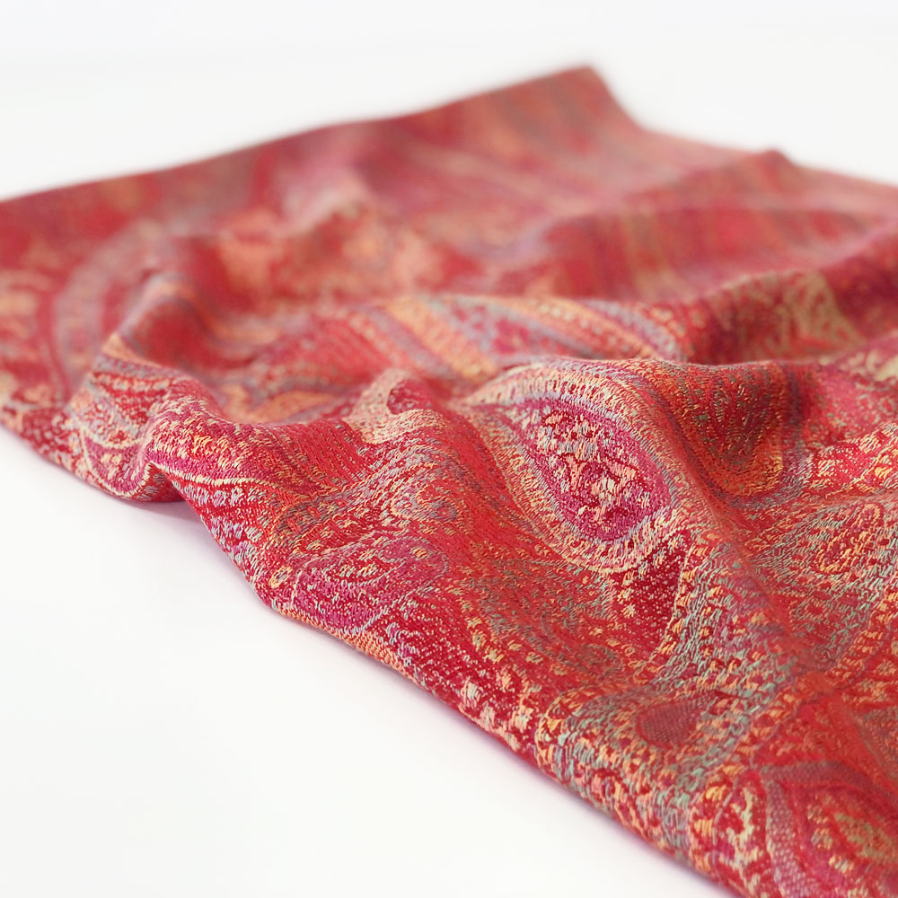 InDream ペイズリー柄 シルク ストール 大判 70cmx200cm スカーフ 大判 赤 還暦 お祝い マフラ― クリスマス ギフト おしゃれ 誕生日 プレゼント おしゃれ 50代 60代 70代 80代