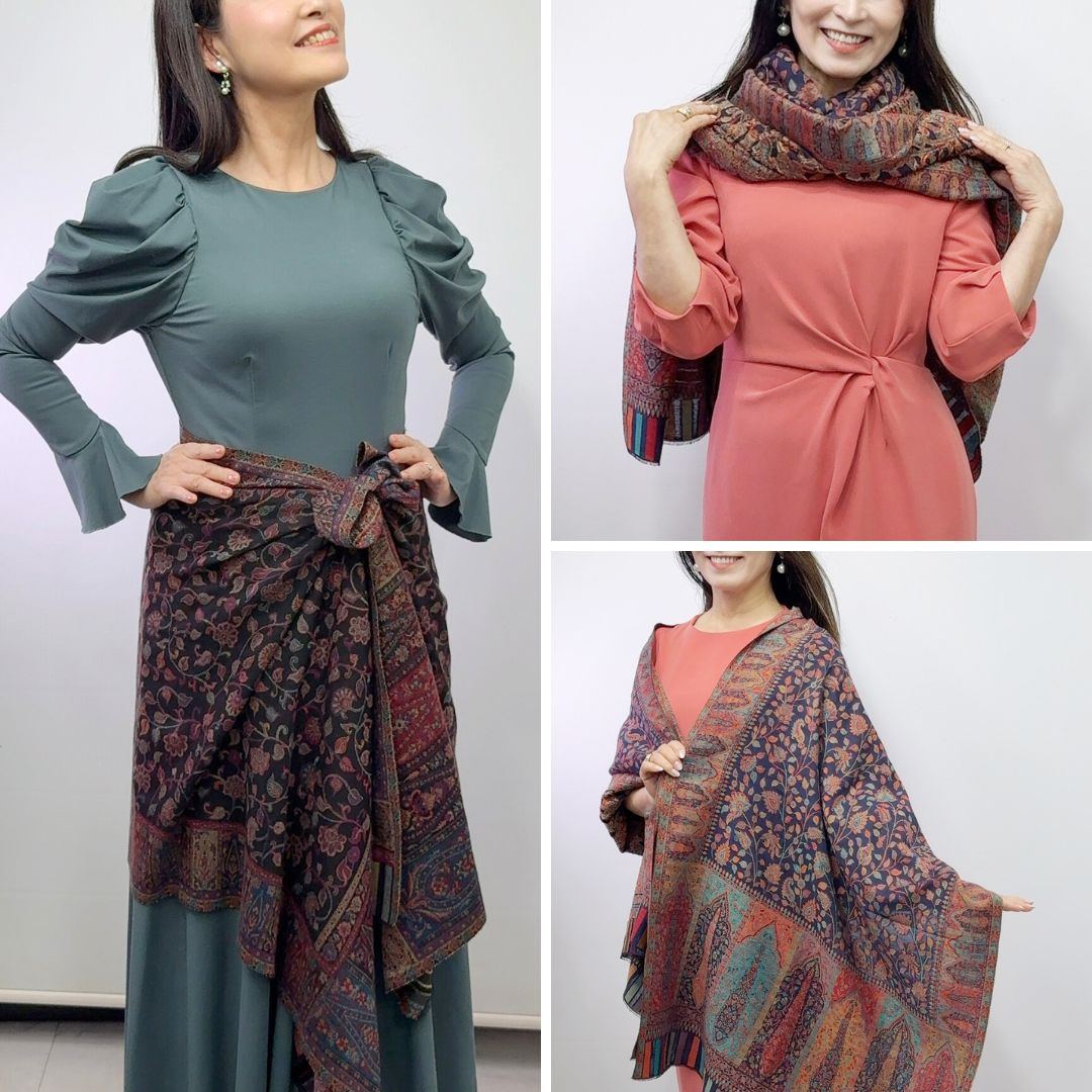 InDream ペイズリー柄 ウール ストール 大判 カニ織［約70cmx200cm］春 クリスマス ギフト おしゃれ 誕生日 プレゼント 秋冬 ひざ掛け スカーフ レディース メンズ マフラー 女性 