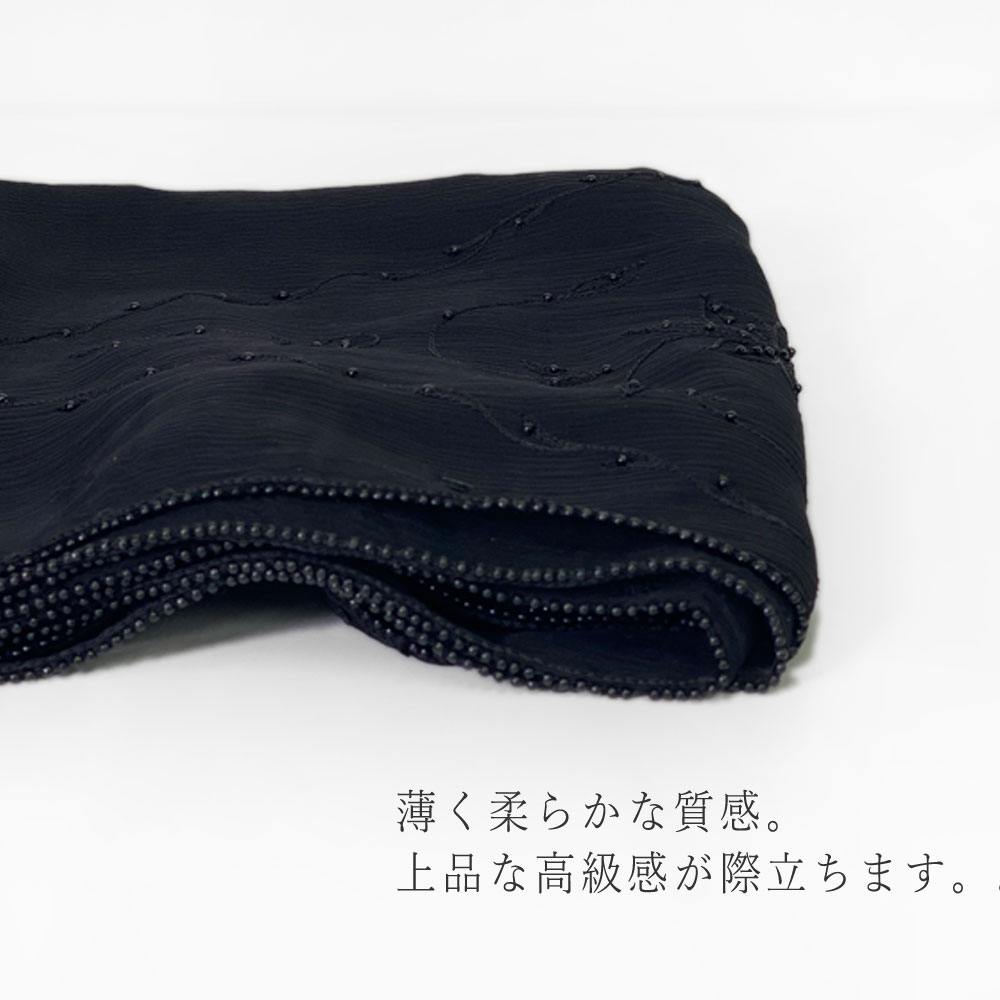 InDream シルク シフォン ストール 薄手 刺繍 ブラック 黒 スカーフ 大判 春夏 おしゃれ 結婚式 パーティー 母の日 ギフト おしゃれ 誕生日 プレゼント 女性