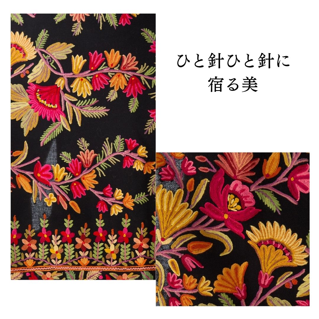 InDream 刺繍ストール アーリ 全2種 フラワー 大判 厚手 ギフト 冷房対策 ギフト おしゃれ 誕生日 プレゼント 着物ショール 春 秋 冬 40代 50代 60代 70代
