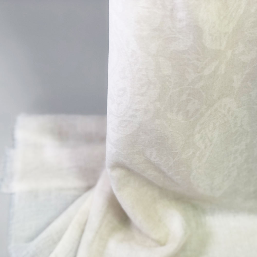 InDream パシュミナ ストール リングショール マフラ― カシミヤ100% ペイズリー地紋 ホワイト クリスマス ギフト おしゃれ 誕生日 プレゼント 40代 50代 60代 70代 80代