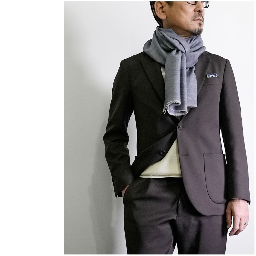 InDream 父の日 誕生日 プレゼント ストール 無地 ツートンカラーシルクウール カシミヤタッチ ネイビーx白 黒x白 春 秋冬 50代 60代 70代 80代