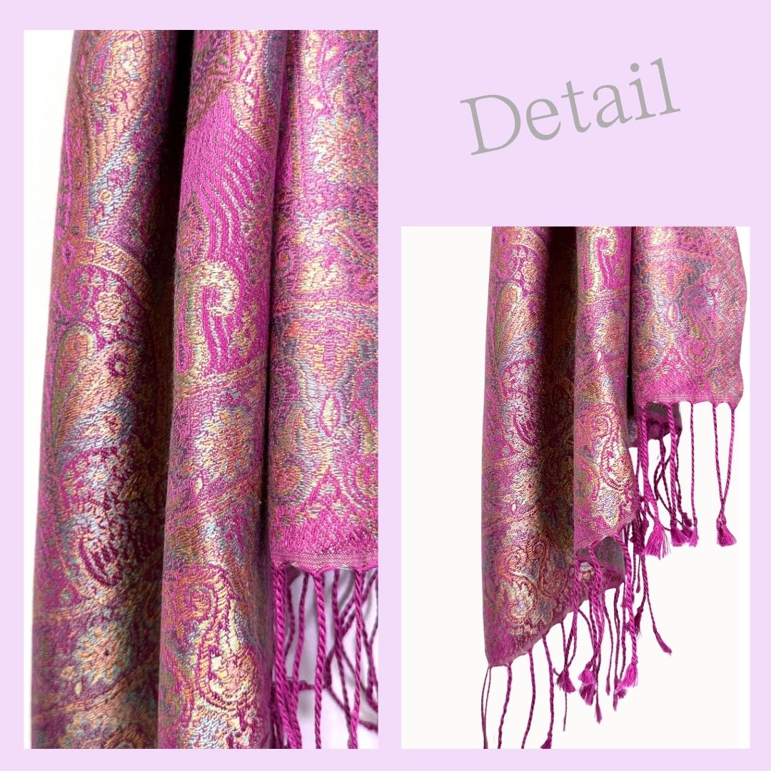 InDream ペイズリー柄 シルク ストール 中判 55cmx180cm スカーフ パープル クリスマス ギフト おしゃれ 誕生日 プレゼント おしゃれ 50代 60代 70代 80代 ひざ掛け