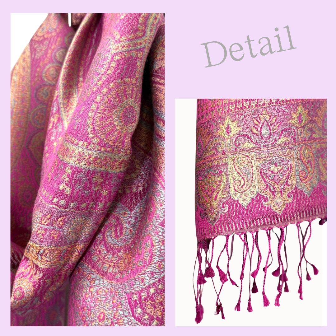 InDream ペイズリー柄 シルク ストール 中判 55cmx180cm スカーフ パープル クリスマス ギフト おしゃれ 誕生日 プレゼント おしゃれ 50代 60代 70代 80代 ひざ掛け