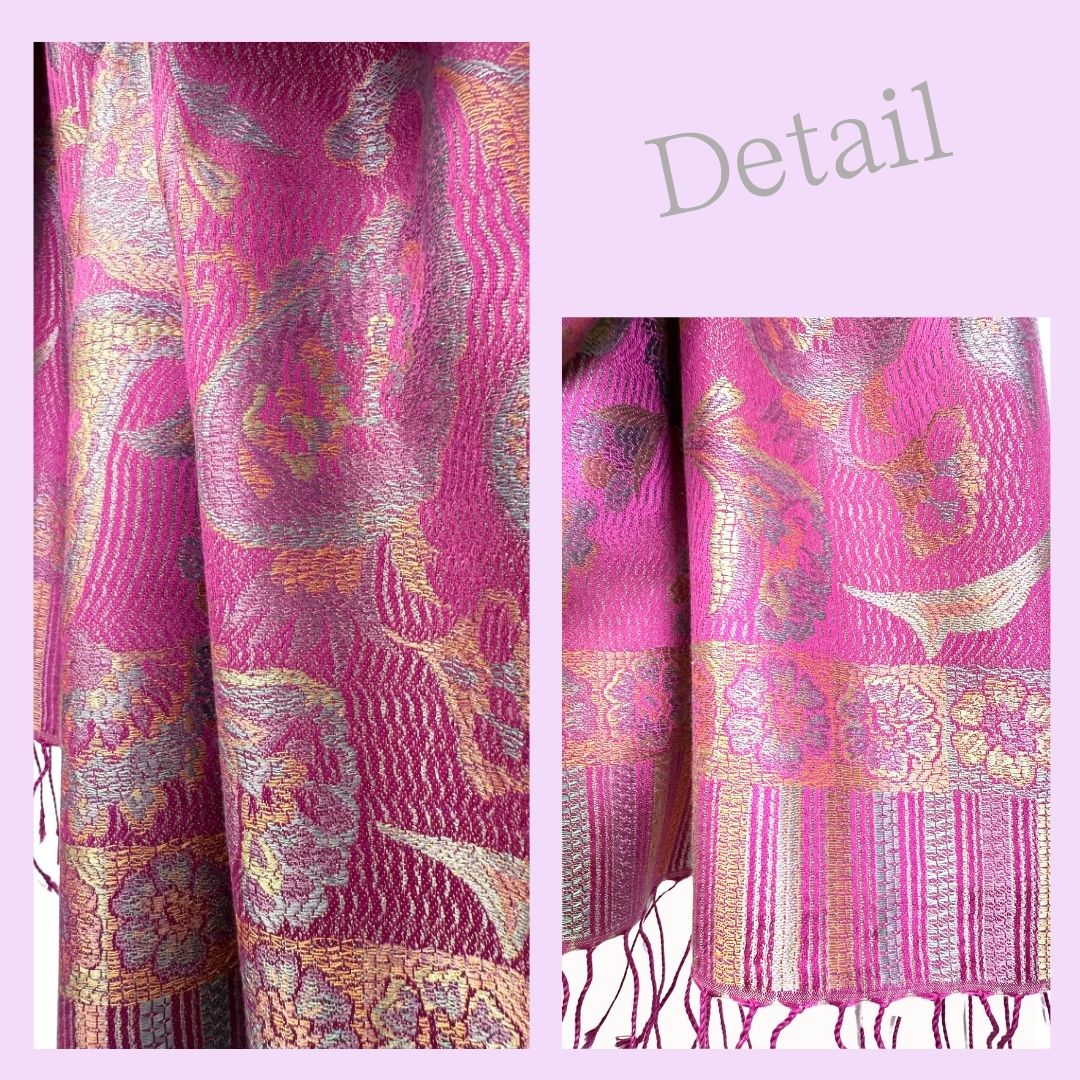 InDream ペイズリー柄 シルク ストール 中判 55cmx180cm スカーフ パープル クリスマス ギフト おしゃれ 誕生日 プレゼント おしゃれ 50代 60代 70代 80代 ひざ掛け