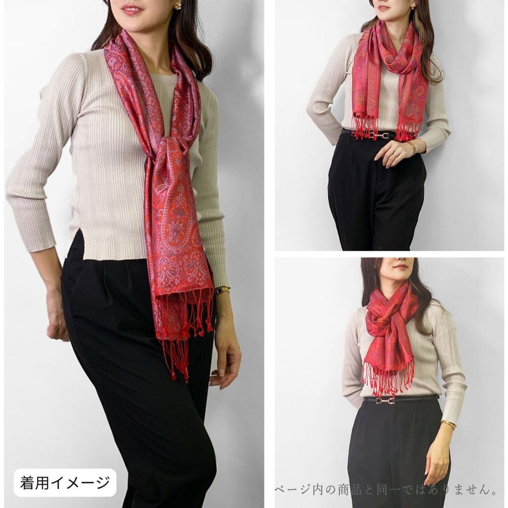 InDream ペイズリー柄 シルク ストール 小判 36cmx170cm スカーフ 赤 還暦 お祝い クリスマス ギフト おしゃれ 誕生日 プレゼント おしゃれ 50代 60代 70代 80代