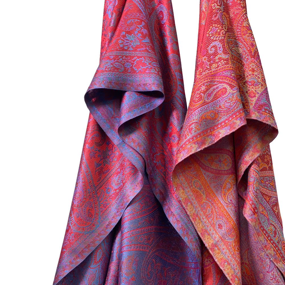 InDream ペイズリー柄 シルク ストール 大判 70cmx200cm ショール 赤 レッド マフラ―クリスマス ギフト おしゃれ 誕生日 プレゼント  50代 60代 70代 80代