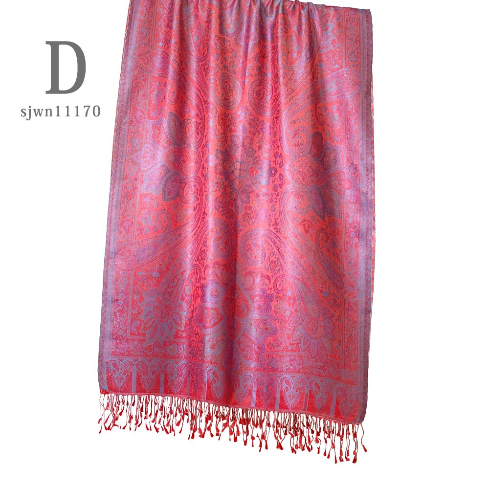 InDream ペイズリー柄 シルク ストール 大判 70cmx200cm ショール 赤 レッド マフラ―クリスマス ギフト おしゃれ 誕生日 プレゼント  50代 60代 70代 80代