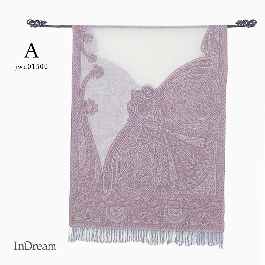 InDream ペイズリー柄 ウール ストール 一点もの 大判 ［68cmx180cm］ パープル/ホワイト オレンジ/ピンク/ホワイトクリスマス ギフト おしゃれ 誕生日 プレゼント 秋冬 ひざ掛け メンズ マフラー