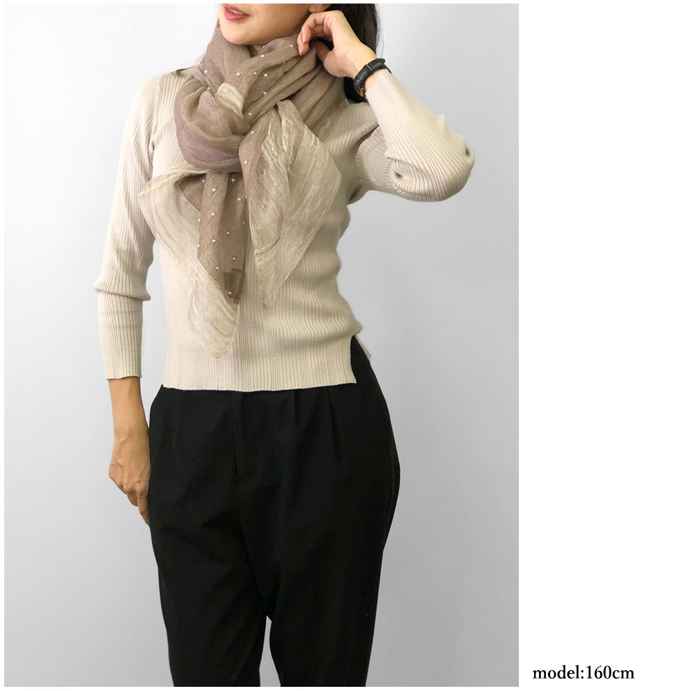 InDream ストール パーティー パール刺繍 結婚式 パーティー シルクウール ベージュ クリスマス ギフト おしゃれ 誕生日 プレゼント 春夏 30代 40代 50代 60代