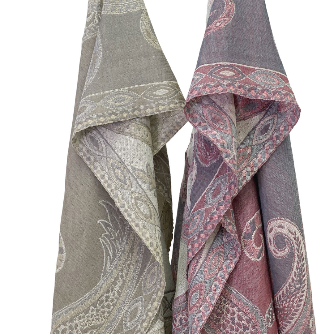 InDream ペイズリー柄 ウール ストール 一点もの 大判 ［68cmx180cm］ ベージュ/グレー ピンク/グレー 母の日 ギフト おしゃれ 誕生日 プレゼント 秋冬 ひざ掛け スカーフ レディース メンズ マフラー 女性