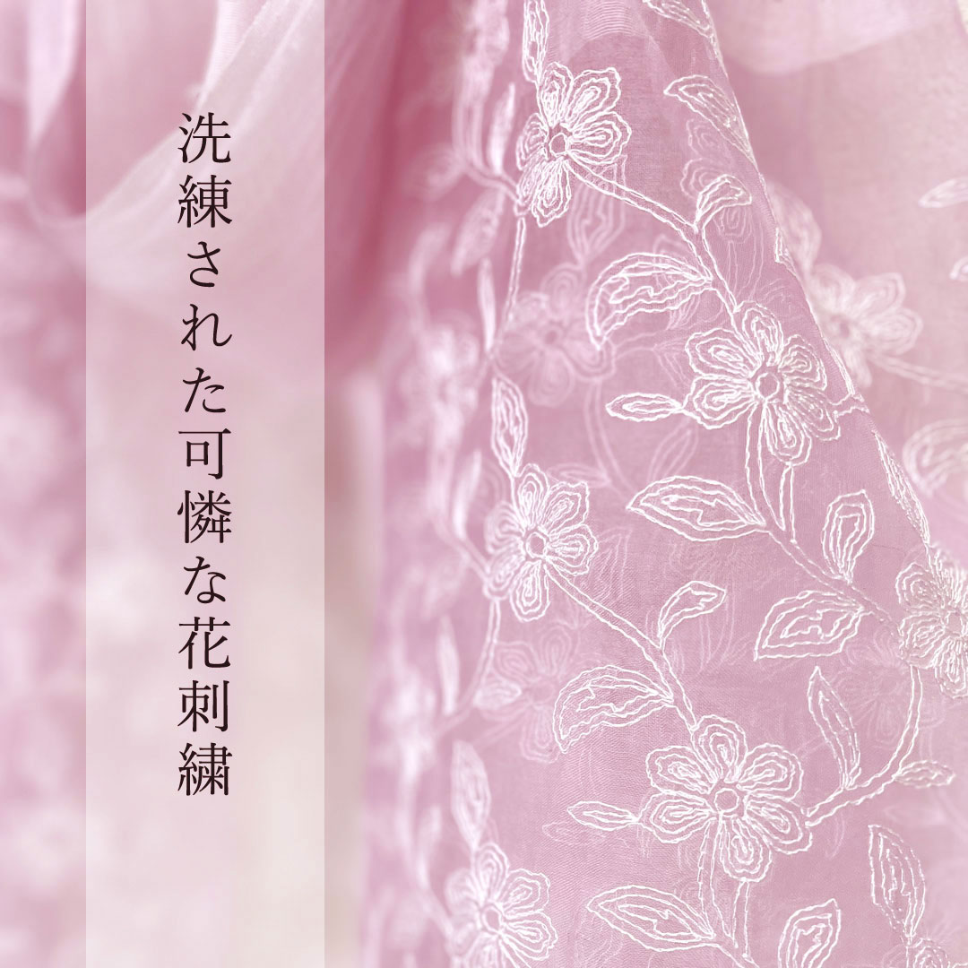 InDream シルクコットン オーガンジー ストール ピンク ラベンダー 刺繍 還暦祝い 古希祝い クリスマス ギフト おしゃれ 誕生日 プレゼント 結婚式 パーティー 40代 50代 60代 70代