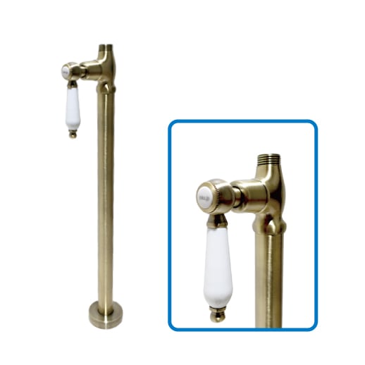 ストレート止水栓 床給水用 接続径 G1/2 陶器レバー 水道 洗面台