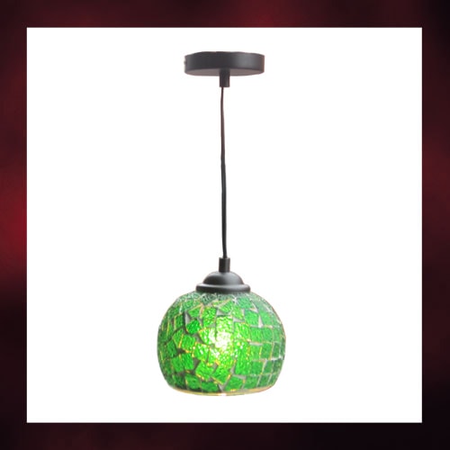 2台★ステンドグラスペンダントランプグリーン グリーン・緑系】ステンドグラスミニペンダントライト花型｜吊