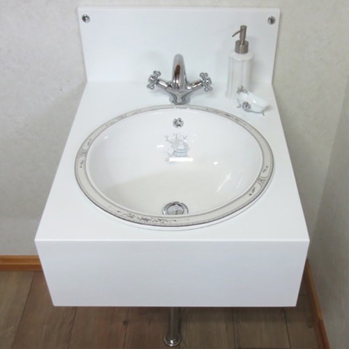 おしゃれな洗面化粧台の4点セット ｜ ボウルの柄やl混合水栓が選べ