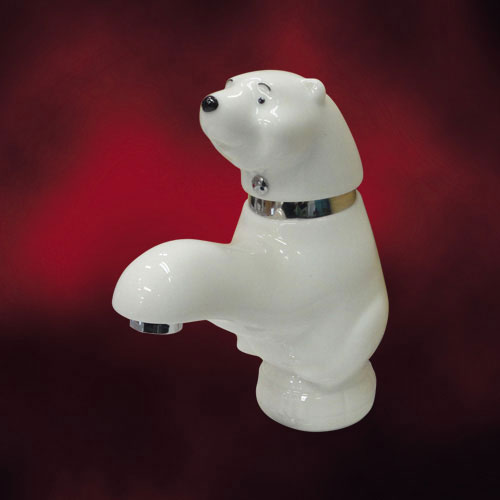 水栓（混合水栓・洗面ボウル・洗面台用蛇口・動物・シロクマ） INK