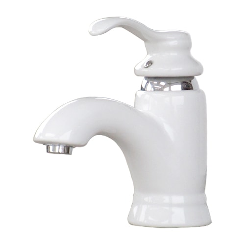 混合水栓 蛇口 カラン おしゃれ 白 ホワイト W70×D180×H180 | 品番INK