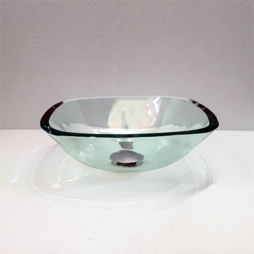 小さいガラス洗面ボウル 四角 スクエア 透明 クリア W320×D320×H120