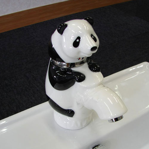かわいいパンダの水栓金具 ｜ 混合 蛇口 洗面台用 ｜ 品番INK-9130W